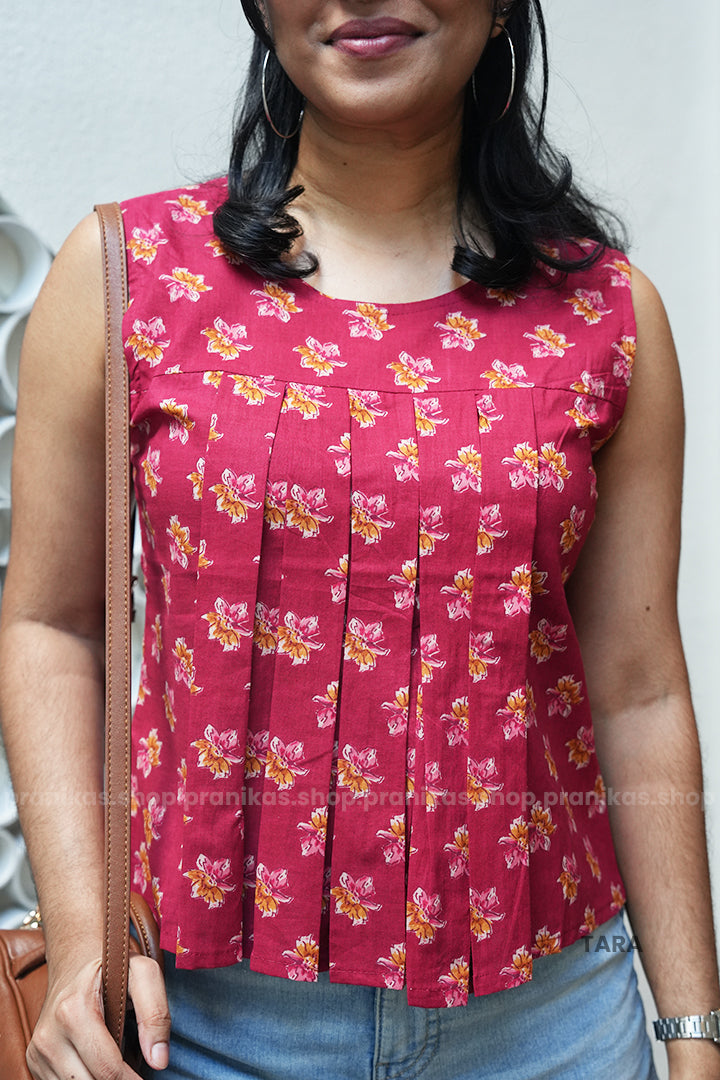 TARA! Saffron Bloom Cotton Sleeveless Top